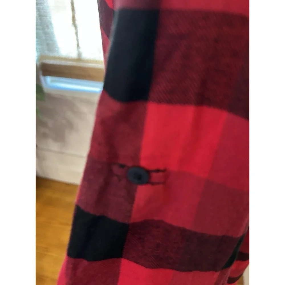 Flannel Nightgown 1-2X Night Shirt Red Buffalo Plaid Donna Karan Sleepwear